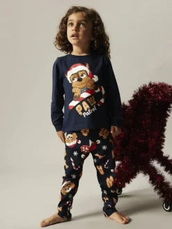 Name It lasten pyjama NMMSLAVA PAW LS NIGHTSET, tummansininen