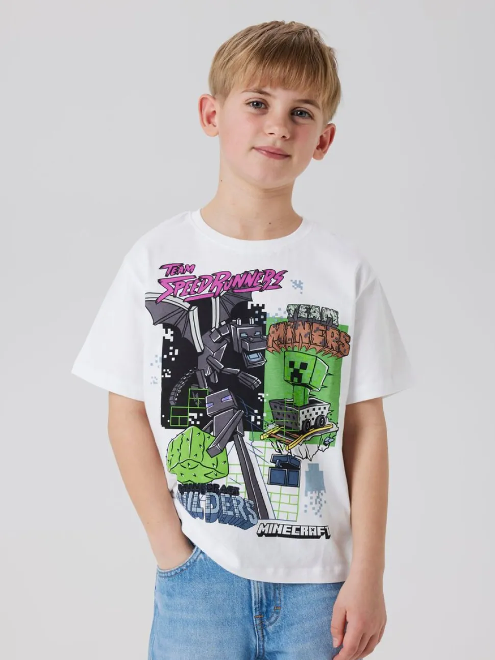 Name It lasten t-paita, NKMJAHI MINECRAFT SS TOP Valkoinen