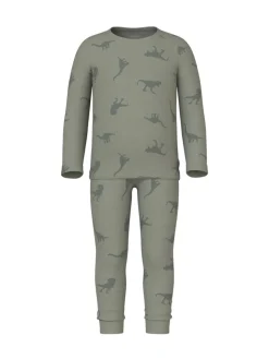 Name It Lasten Yöasu, NMMNIGHTSET AGAVE GREEN DINO RIB Armeijanvihreä