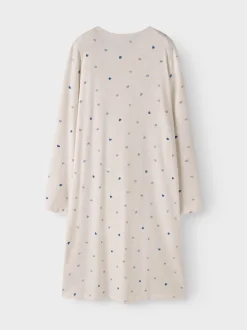Name It lasten yöpaita NKFNIGHTGOWN HEARTS NOOS, valkopohjainen kuosi