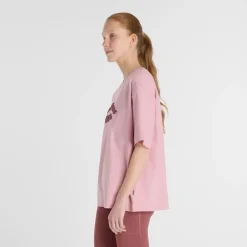 New Balance Naisten T-paita, Linear Heritage Oversized T-Shirt Vaaleanpunainen