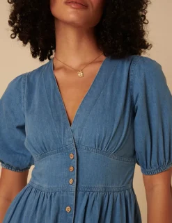 Nobody´s Child naisten mekko, DENIM SS STARLIGHT MIDI DRESS PLAIN Indigo