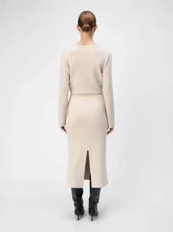 Object naisten hame, OBJREYNARD HW KNIT SKIRT Silver Gray