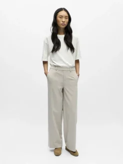 Object naisten housut OBJLISA Wide Pant, Humus Melange