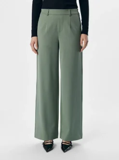 Object Naisten Housut, OBJLISA WIDE PANT NOOS H Laurel Wreath