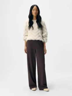 Object Naisten Housut OBJLISA WIDE PANT NOOS Seal Brown