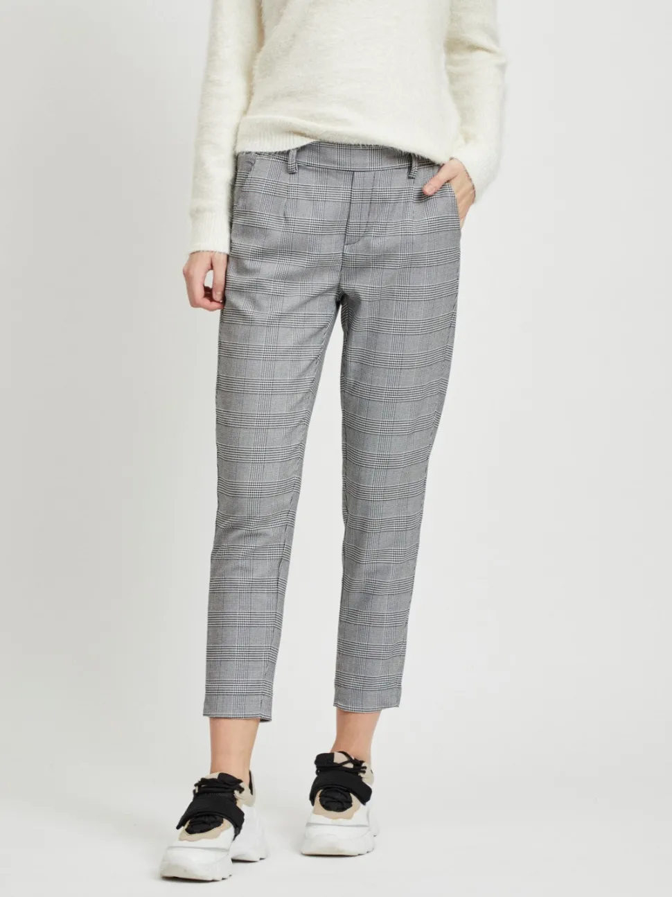 Object Naisten Housut, Objlisa Slim Pant NOOS Musta Ruutu