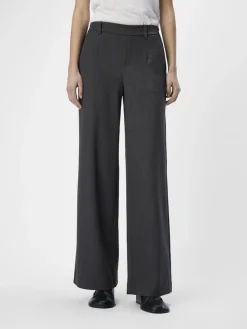 Object Naisten Housut, OBJLISA WIDE PANT NOOS H Medium Grey Melange