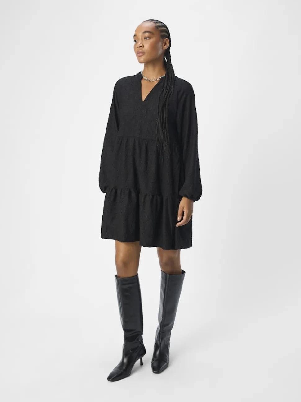 Object naisten mekko, OBJFEODORA GIA L/S DRESS Musta