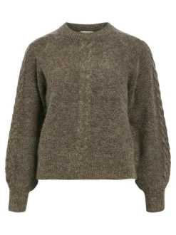 Object Naisten Neule, OBJNETE LO KNIT PULLOVER NOOS Kaakaonruskea