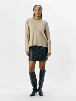 Object naisten neule, OBJREYNARD SQUARE SLEEVE O-NECK Humus
