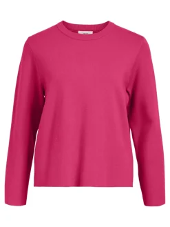 Object naisten neule, OBJREYNARD SQUARE SLEEVE O-NECK Raspberry Sorbet
