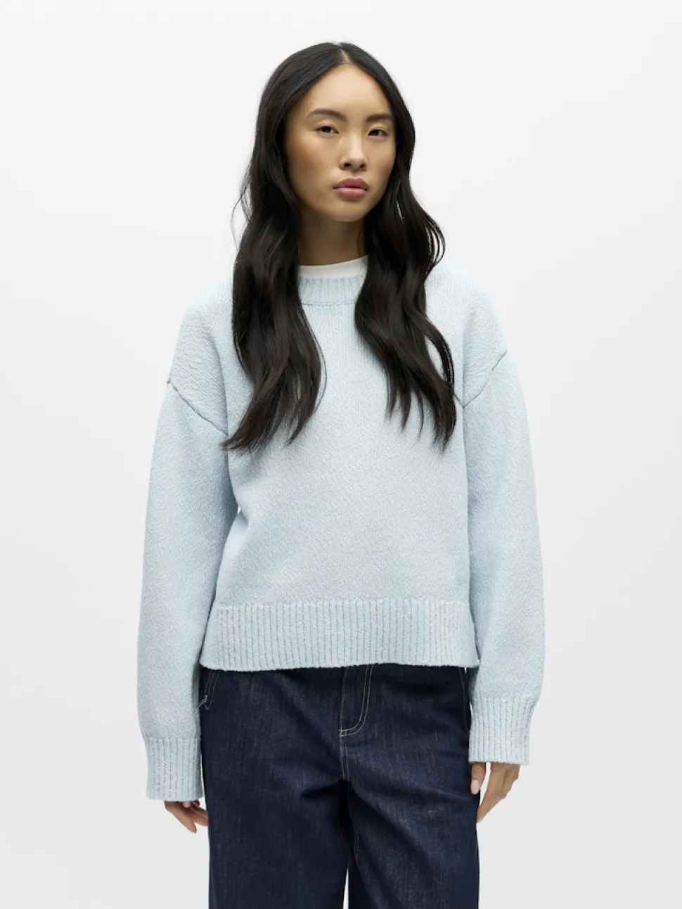 Object naisten neulepusero Objsima L/S Lo Knit Pullover Noos, Winter Sky