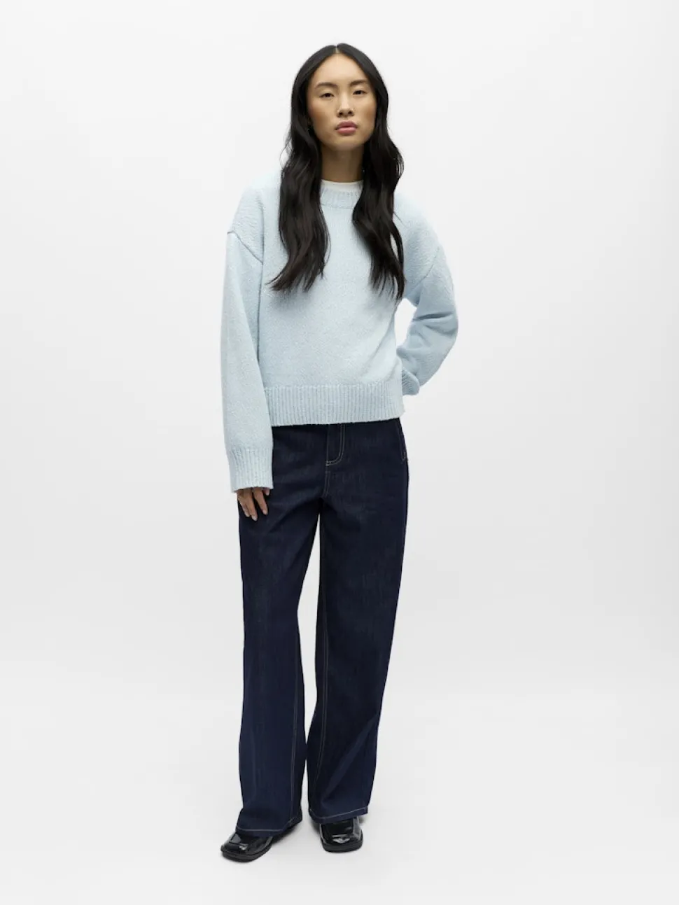 Object naisten neulepusero Objsima L/S Lo Knit Pullover Noos, Winter Sky