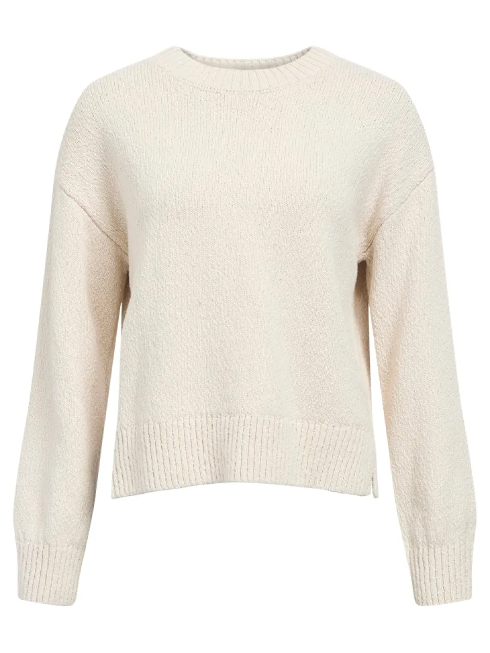 Object naisten neulepusero Objsima L/S Lo Knit Pullover Noos, White Sand