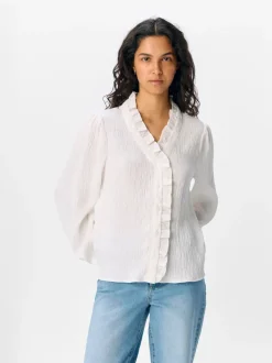 Object naisten paita, OBJGEMMA DEA L/S RE SHIRT E DIV Bright White