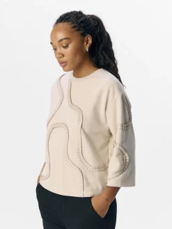 Object naisten pusero, OBJLIV RE 3/4 SWEATSHIRT CC2 SS Sandshell