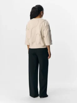Object naisten pusero, OBJLIV RE 3/4 SWEATSHIRT CC2 SS Sandshell