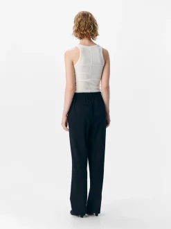 Object naisten suorat housut, OBJLISA MW STRAIGHT PANT Black