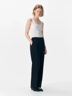 Object naisten suorat housut, OBJLISA MW STRAIGHT PANT Black