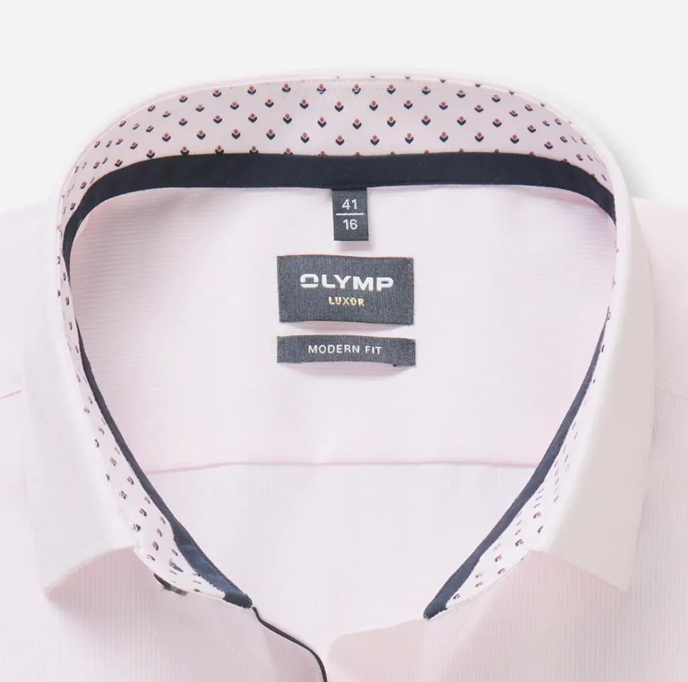 Olymp kauluspaidat Luxor Modern Fit Striped Contrast Print, raidallinen pinkki