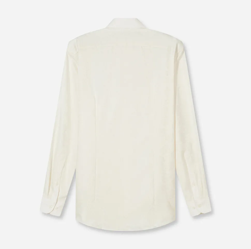 Olymp kauluspaita Luxor jacquard Offwhite, luonnonvalkoinen