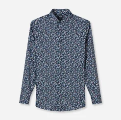 Olymp kauluspaita Luxor Modern Fit Floral Print, sininen kuosi