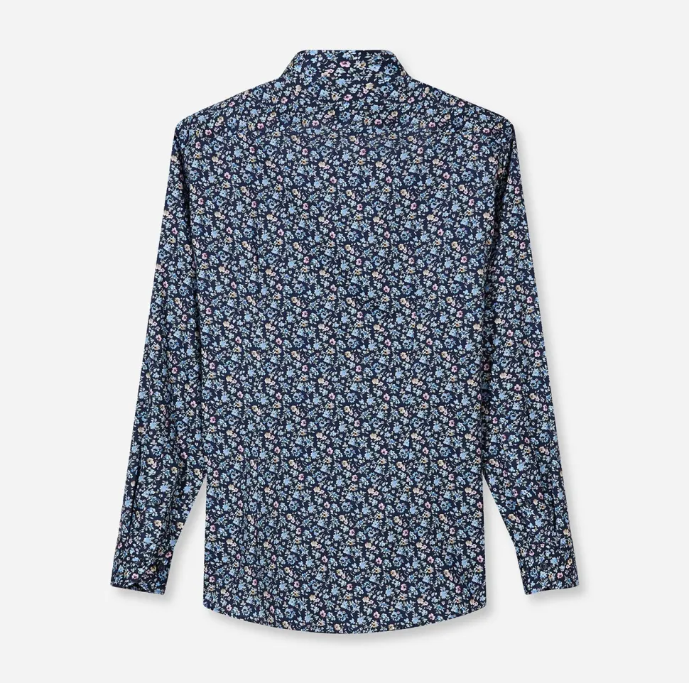Olymp kauluspaita Luxor Modern Fit Floral Print, sininen kuosi