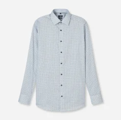 Olymp kauluspaita Luxor Modern Fit Microprinted, valkopohjainen kuosi