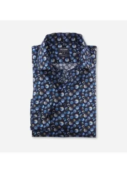 Olymp luxor kauluspaita, Modern fit +hiha Sininen Kuosi