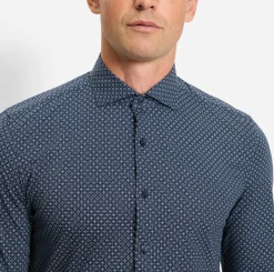 Olymp miesten kauluspaita, 097 24/7 - LEVEL 5 JERSEY BODY FIT Sininen Kuosi
