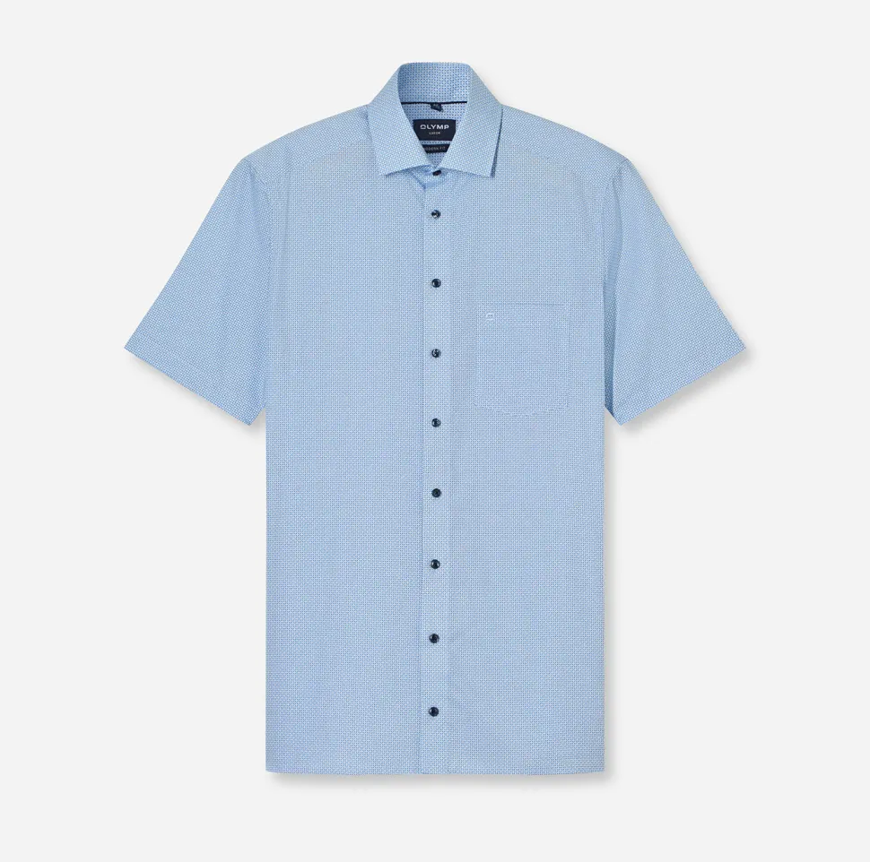 Olymp miesten lyhythihainen kauluspaita, 1264-72-11 SS SEASONAL SHIRT Sininen Kuosi