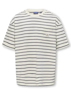 Only and Sons Junior t-paita, OSJKENGE S/S OVERSIZE TEE Raidallinen Valkoinen