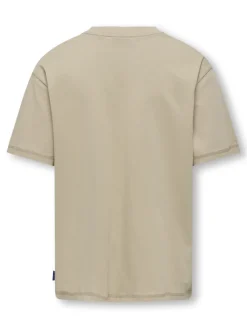 Only and Sons Junior t-paita, OSJMENES LOOSE SS O-NECK T-SHIRT Beige