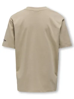Only and Sons Junior t-paita, OSJBOB S/S RLX PRINTED TEE Vaalea Beige