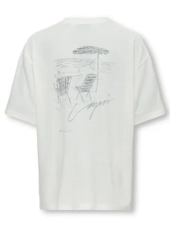 Only and Sons Junior t-paita, OSJMILON SS OVERSIZE O-NECK T-SHIRT Luonnonvalkoinen