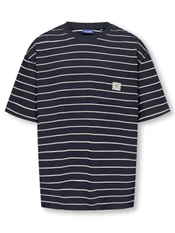 Only and Sons Junior t-paita, OSJKENGE S/S OVERSIZE TEE Raidallinen Sininen