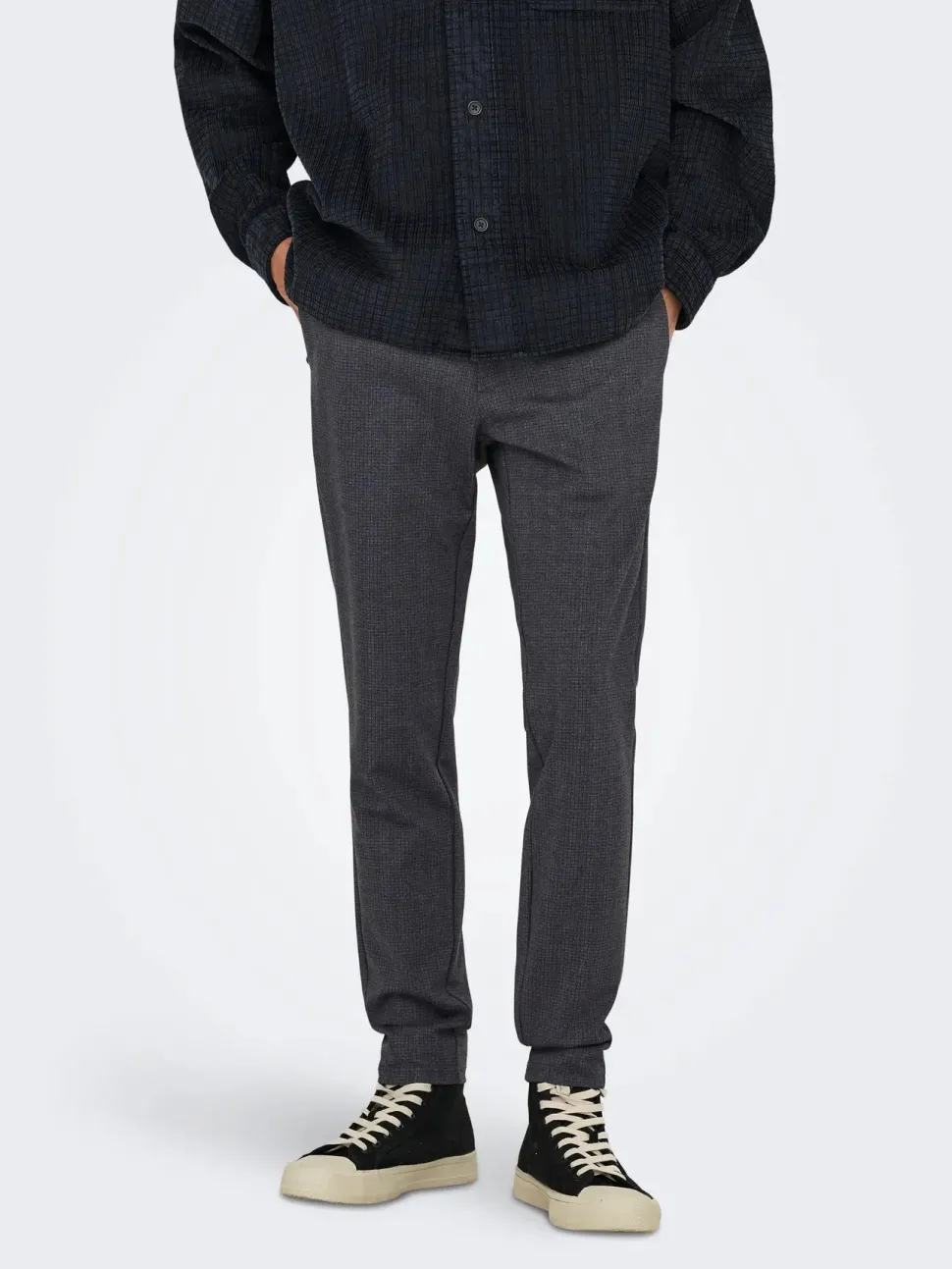Only and Sons miesten chinot, MARK SLIM CHECK 020960 PANT Night Sky