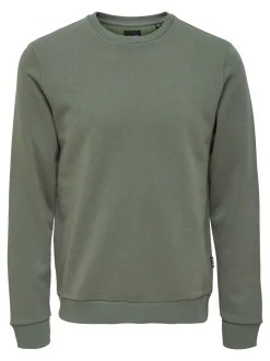 Only and Sons miesten collegepaita ONSCERES Crew Neck, vihreä