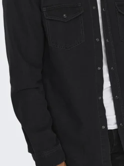 Only and Sons Miesten Farkkupaita, BANE DENIM SHIRT NOS Hiilenmusta