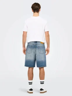 Only and Sons miesten farkkushortsit, FADE MID BLUE SHORTS Medium Blue Denim
