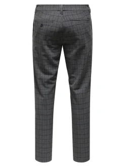 Only and Sons miesten housut, BRAD LIFE SLIM CHECK 0184 PANT Harmaa Ruutu