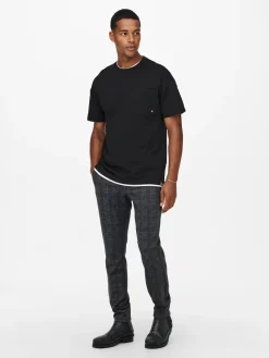 Only and Sons Miesten Housut Mark Check Pant Nos Harmaa Ruutu
