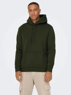 Only and Sons Miesten Huppari, ONSCERES LIFE HOODIE SWEAT NOOS Armeijanvihreä