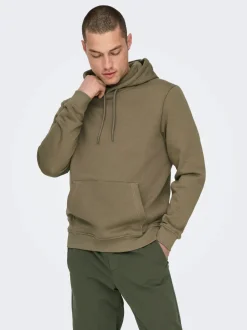 Only and Sons Miesten Huppari, ONSCONNOR REG SWEAT HOODIE NOS Tumma Kameli