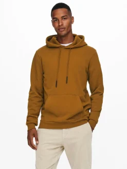 Only and Sons Miesten Huppari ONSCERES LIFE HOODIE SWEAT Keskiruskea