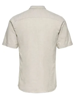 Only and Sons Miesten Kauluspaita ONSCAIDEN SS SOLID LINEN Beige