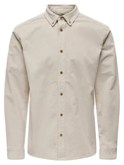 Only and Sons miesten kauluspaita, MICHAEL REG CORD SHIRT Luonnonvalkoinen