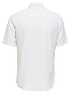 Only and Sons Miesten Kauluspaita ONSCAIDEN SS SOLID LINEN Valkoinen