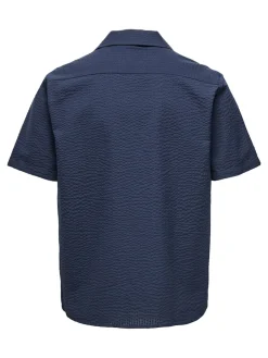 Only and Sons miesten lyhythihainen kauluspaita, ONSEYE RESORT SEERS 0009 SHIRT Tummansininen